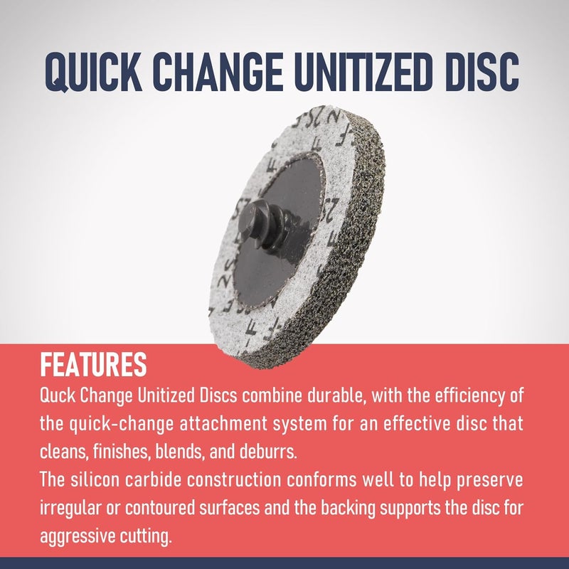 RENOTEC 2" Unitized Disc 5 Pcs, 2SF, Silicon Carbide, Quick-Change TR, Deburring, Blending and Finishing on Metals, Plastic and Composite Materials - Image 5